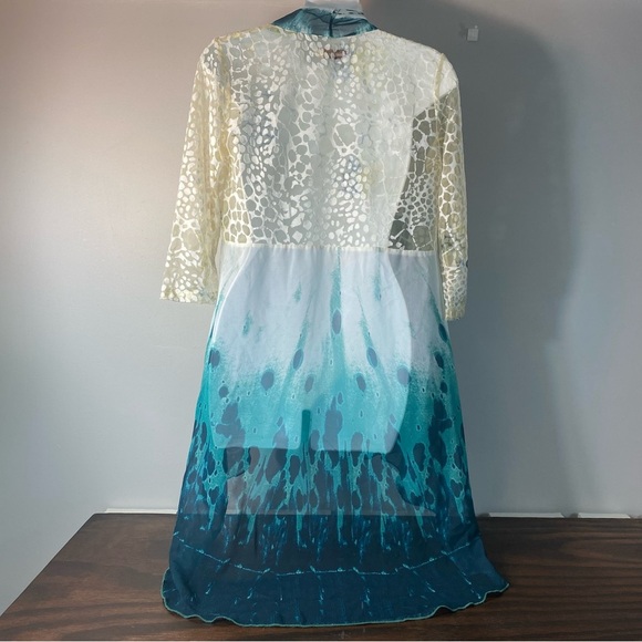 Knit & Love Women’s Green/Ivory Cardigan Cover Medium - Picture 4 of 9